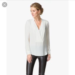 Theory “Corbette” Split Neck Silk blouse